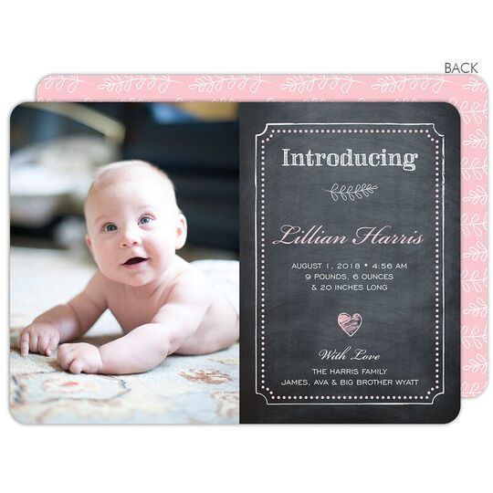 Pink Baby Heart Chalkboard Announcements